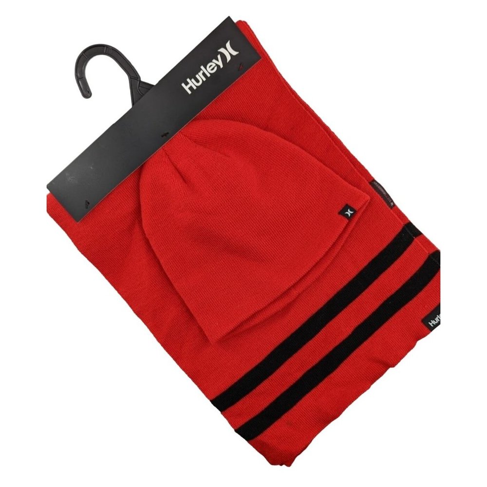 Red Beanie & Scarf Hurley New Yorker 2-piece Set - Picture 8 of 8
